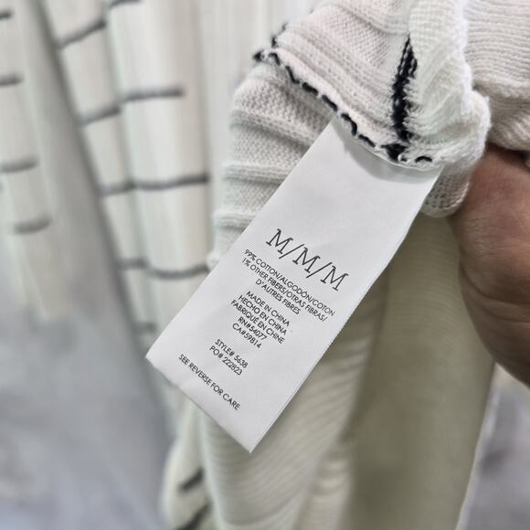 Cabi Cardigan Womens Medium White Striped Sweater Dashes Duster Long 5638 - Picture 10 of 11